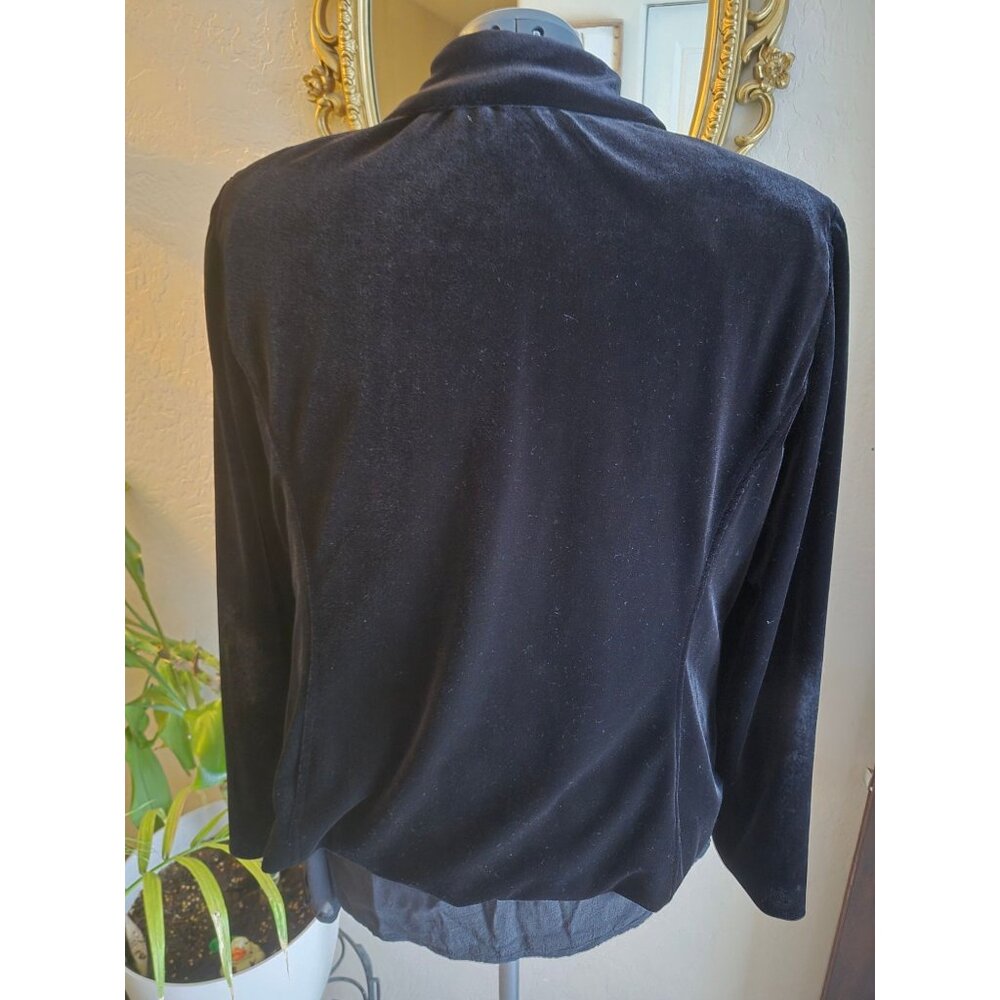 Stephanie Andrews Black Velvet Blazer Jacket Size 14 - Picture 3 of 5